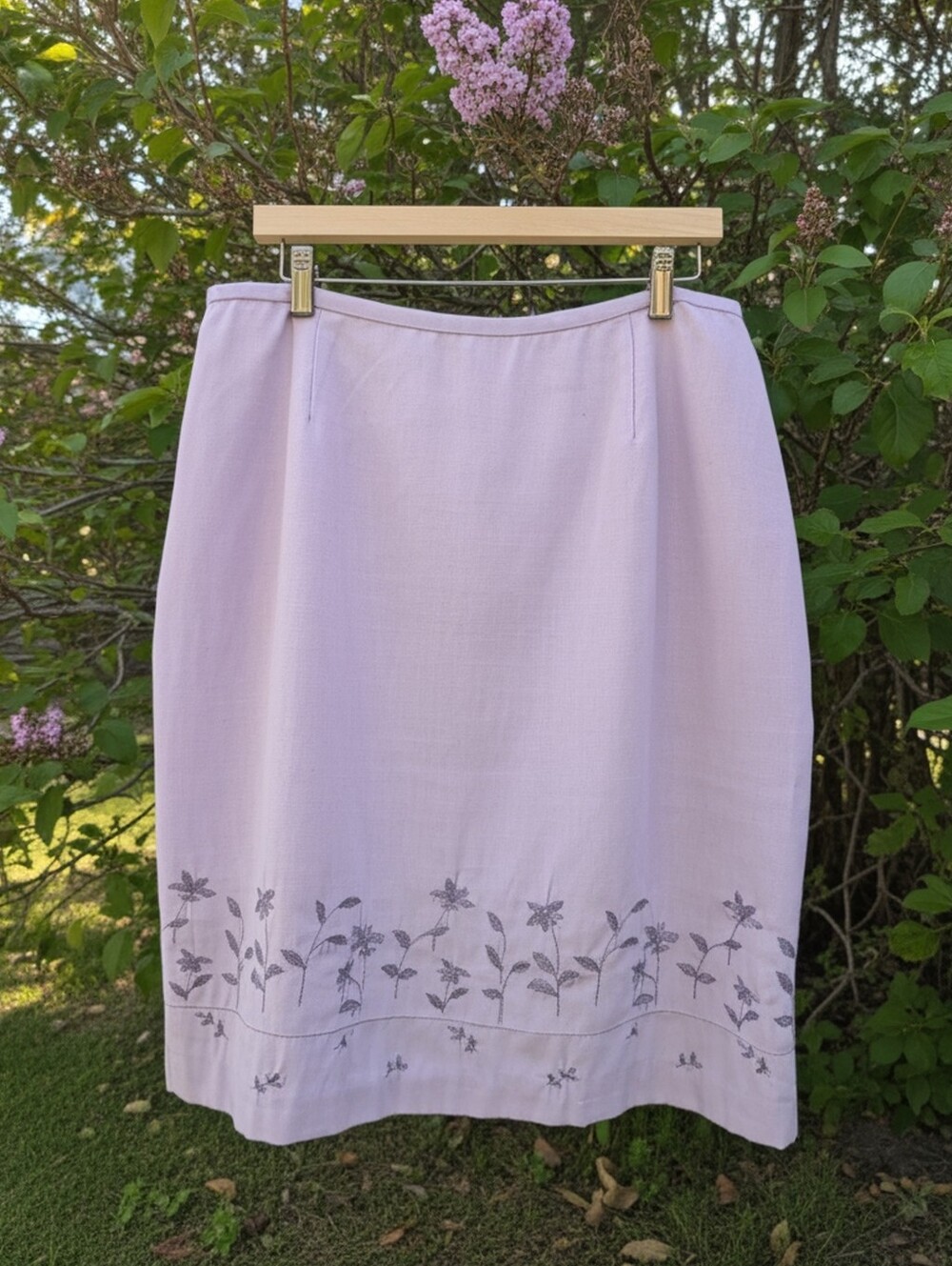 SUMMER SALE! Lilac Embroidered Hem Pencil Skirt